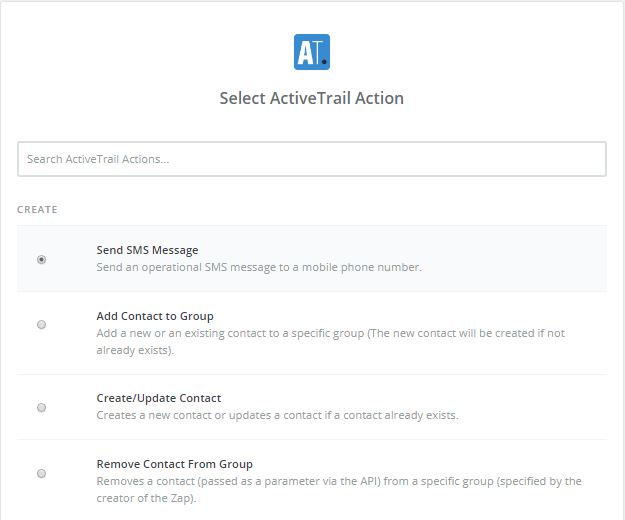 Select ActiveTrail Action