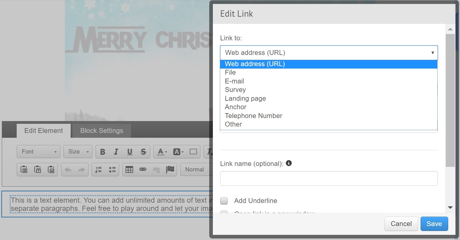 edit link- landing page