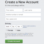 Facebook signup