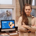 Business owner in front a computer