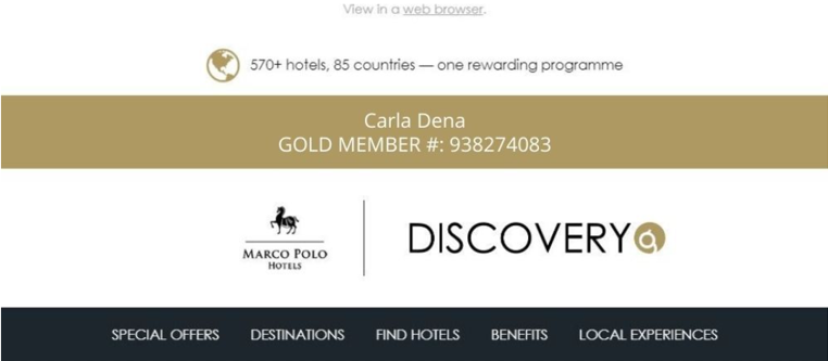 Marco Polo Hotels email header sample