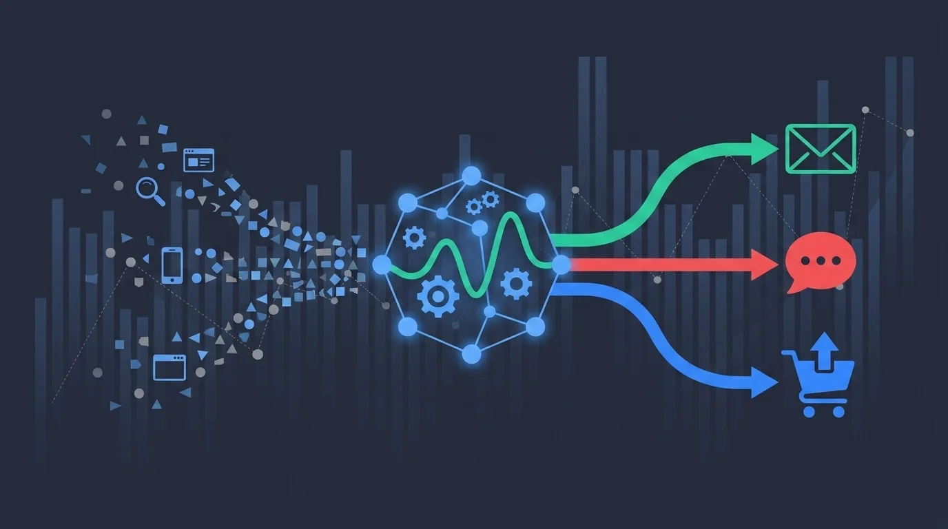Illustration related to data-driven marketing, a data-marketing and e-commerce concept